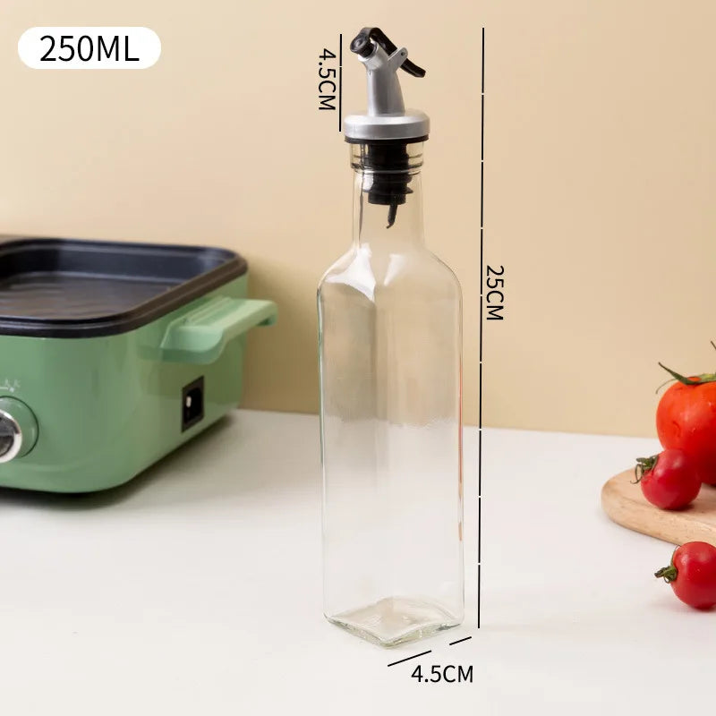 Square Glass Seasoning Bottle — Kitchen Oil & Vinegar Dispenser