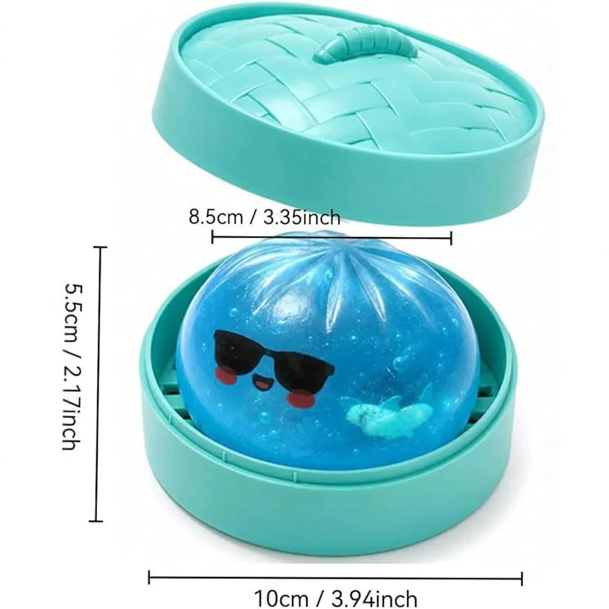 Glitter Shark Dumplings Squishy Toy Soft Slow Resilience Mini Buns Fidget with Steamer Steamed Stuffed Bun Adult Festival Gifts