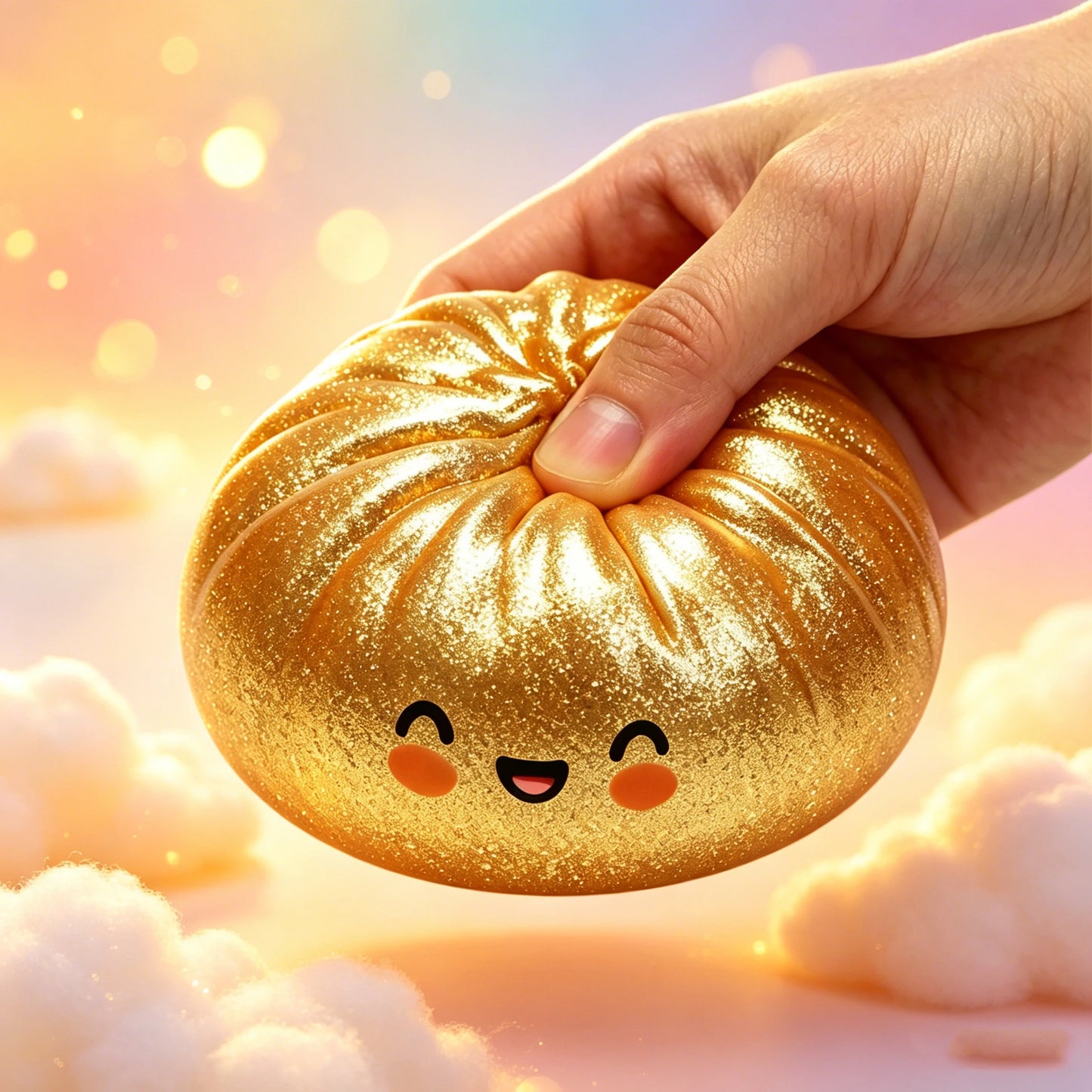 Glitter Dumpling Squishes Stress Balls 2026 Viral Fidget Toy Colorful Simulation Steamed Bun Decompression Toy for Anxiety