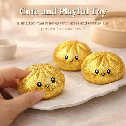 ^1Pcs Glitter Dumpling Squishy With Box Dumplings Sensory Squeeze Toy Simulated Food Decompression Toys For Stress Relief