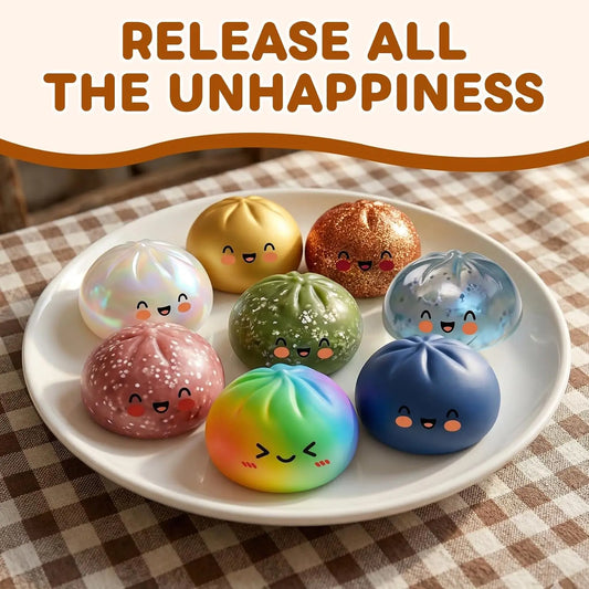 Glitter Dumpling Squishy, New Mystery Glitter Dumpling Squishies Box, Jumbo Squishy Toy with Steamer Box,