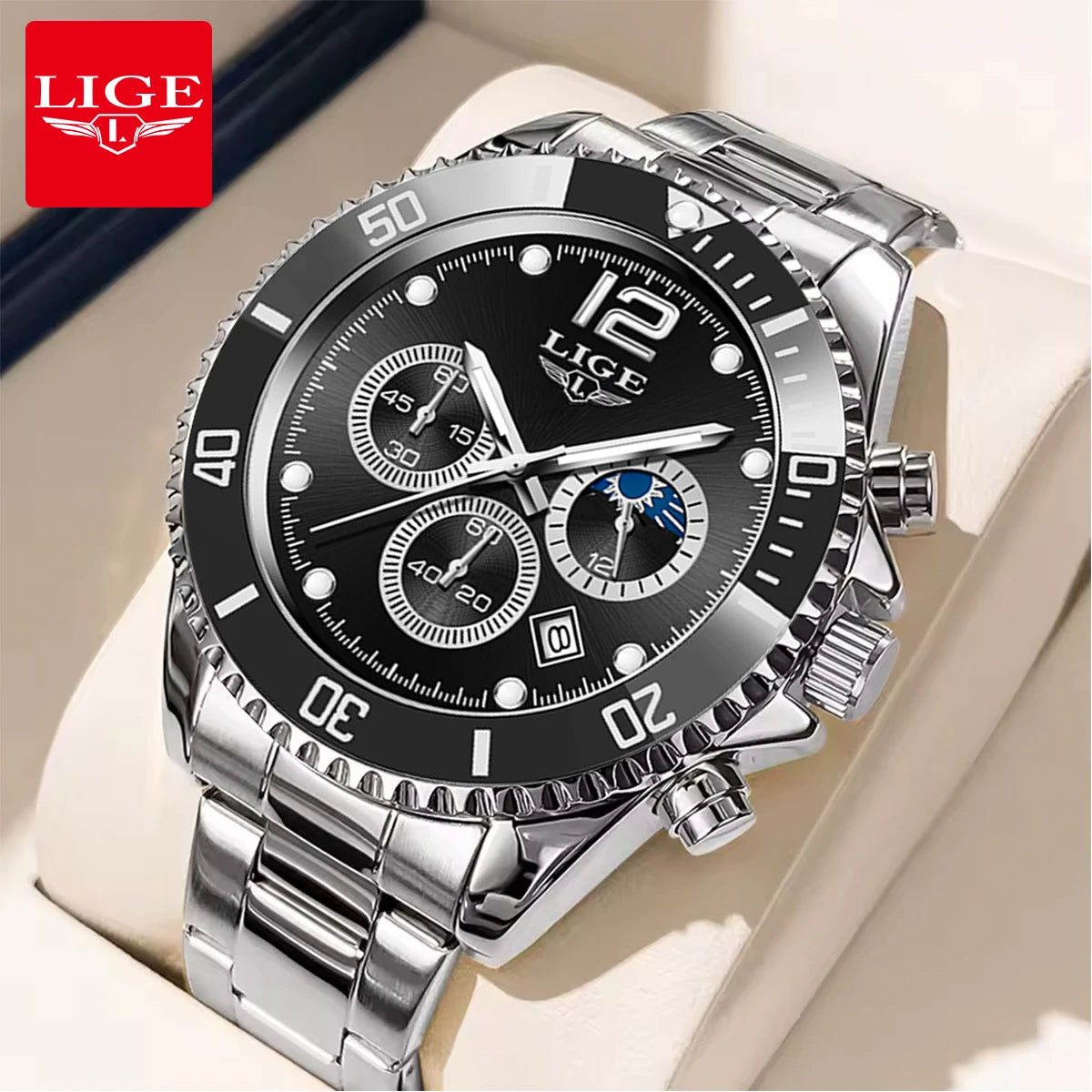 LIGE New Mens Watches for Men Sport Waterproof Stainless Steel Quartz Watch Luxury Man Business Luminous Clock Relogio Masculino