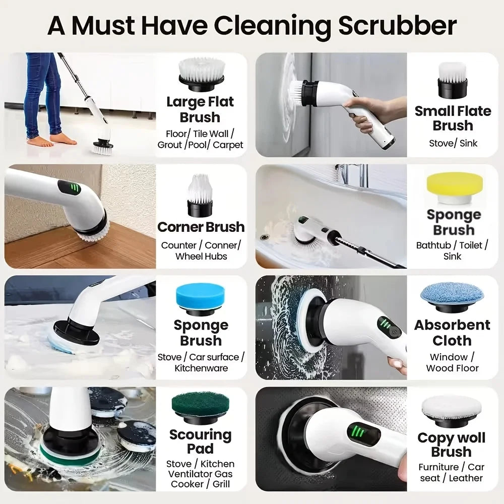 ScrubPro 360 — Electric Spin Scrubber with Extension Arm