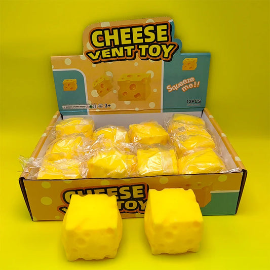 Squishy Lmitation Square Cheese Squeeze Fingertip Toy Soft Slow Rebound Cheese Stress Relief Stress Ball Kids Gift Fidget Toy