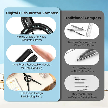 Compass Geometry Tool Visible Radius Math Compass Compatible with Lead School Supplies Student Drafting Drawing Circle Tools