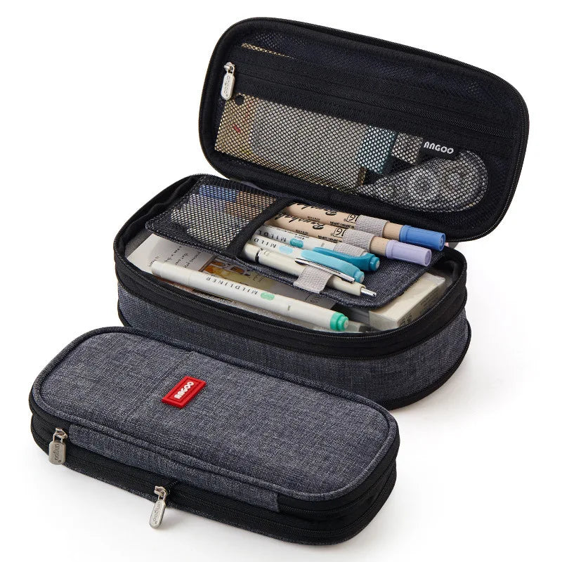 High Capacity Pencil Bag Solid Color Pen Holder School Supplies Durable Big Stationery Case Eraser Organizer for Boys Girls Gift