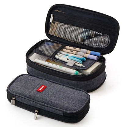 High Capacity Pencil Bag Solid Color Pen Holder School Supplies Durable Big Stationery Case Eraser Organizer for Boys Girls Gift