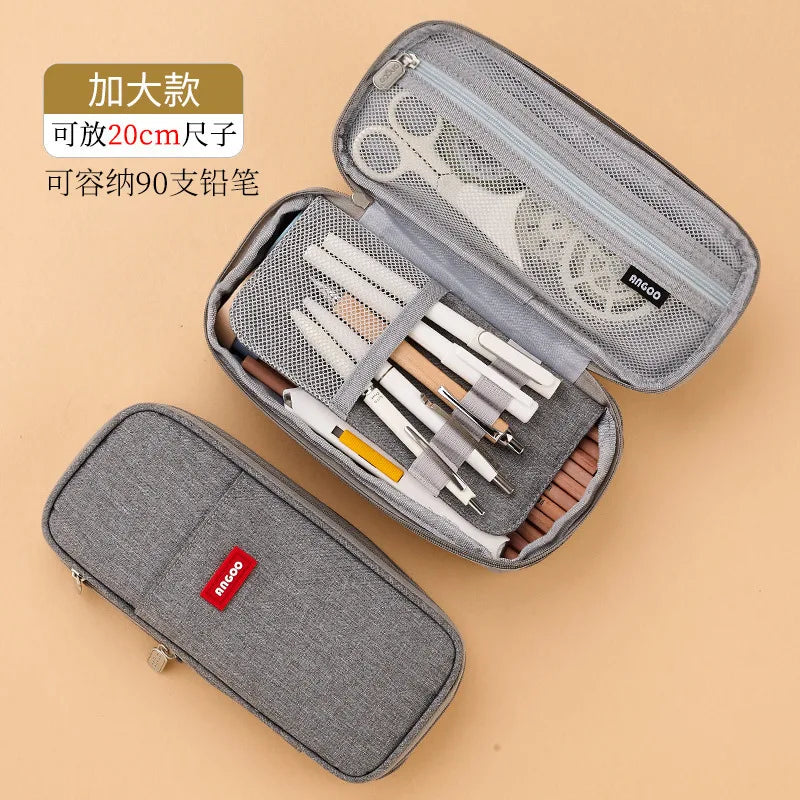 High Capacity Pencil Bag Solid Color Pen Holder School Supplies Durable Big Stationery Case Eraser Organizer for Boys Girls Gift
