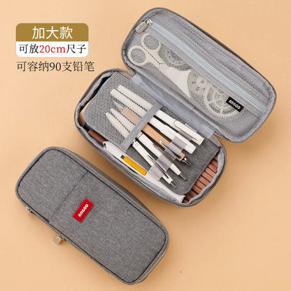 High Capacity Pencil Bag Solid Color Pen Holder School Supplies Durable Big Stationery Case Eraser Organizer for Boys Girls Gift