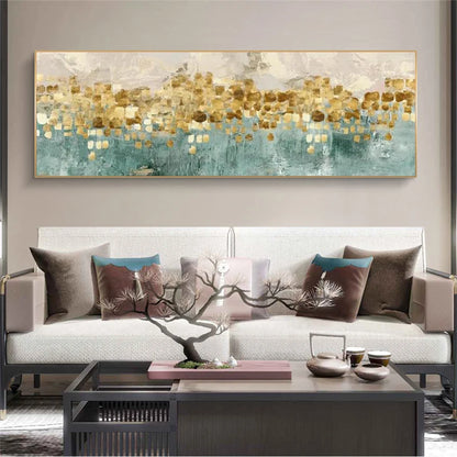 Modern Abstract Oil Painting on Canvas Posters and Prints Wall Art Golden Money Beach Pictures for Living Room Decor No Frame