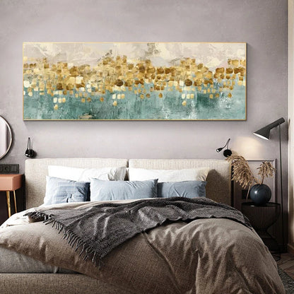 Modern Abstract Oil Painting on Canvas Posters and Prints Wall Art Golden Money Beach Pictures for Living Room Decor No Frame