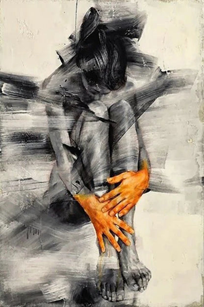 Abstract Nude Woman Art Figure Posters Canvas Painting Black and White Wall Art Picture for Living Room Home Decor (No Frame)