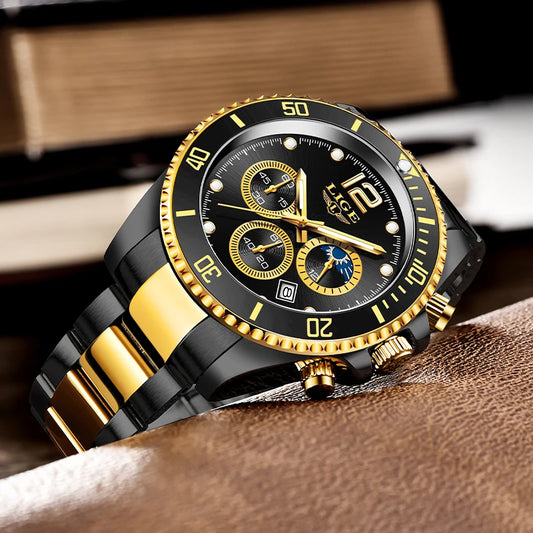 LIGE New Mens Watches for Men Sport Waterproof Stainless Steel Quartz Watch Luxury Man Business Luminous Clock Relogio Masculino