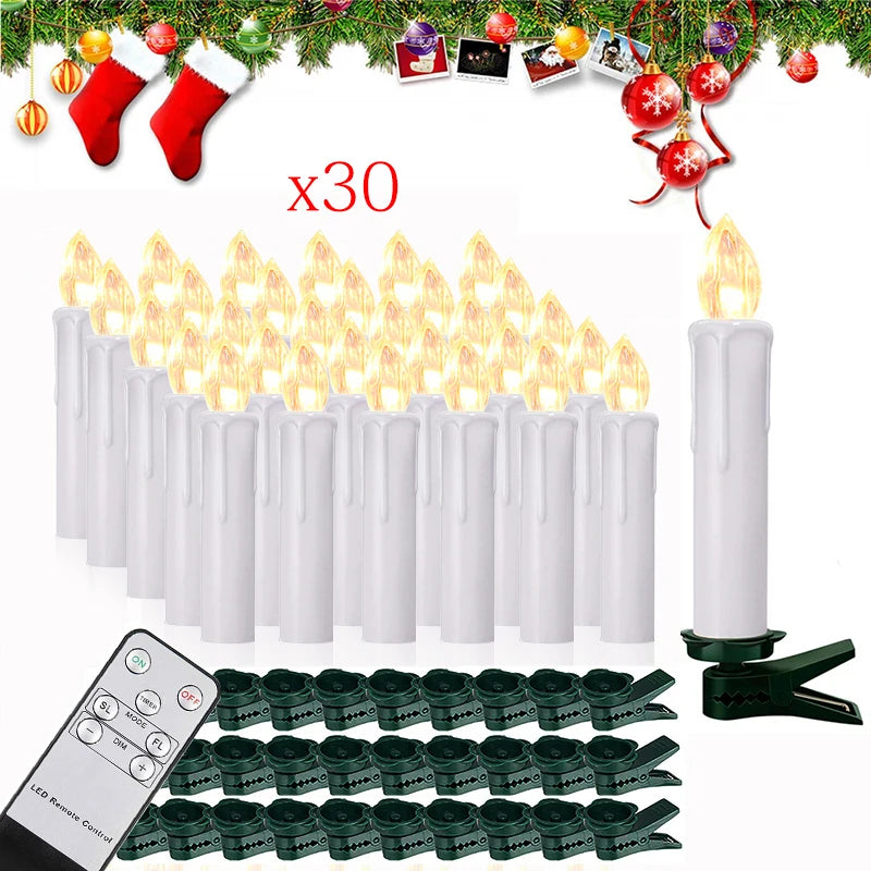 10/20/30/40PCS Candle Light Timer Remote Home Decor Artificial Flameless Led Candle Lamps Waterproof Christmas Candles Wholesale