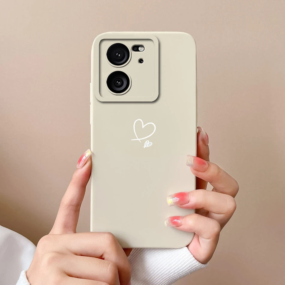 For Xiaomi 13T Pro Case Love Heart Soft Liquid Silicone Camera Protection Back Cover For Xiaomi13T 13TPro Anti Drop Phone Cases