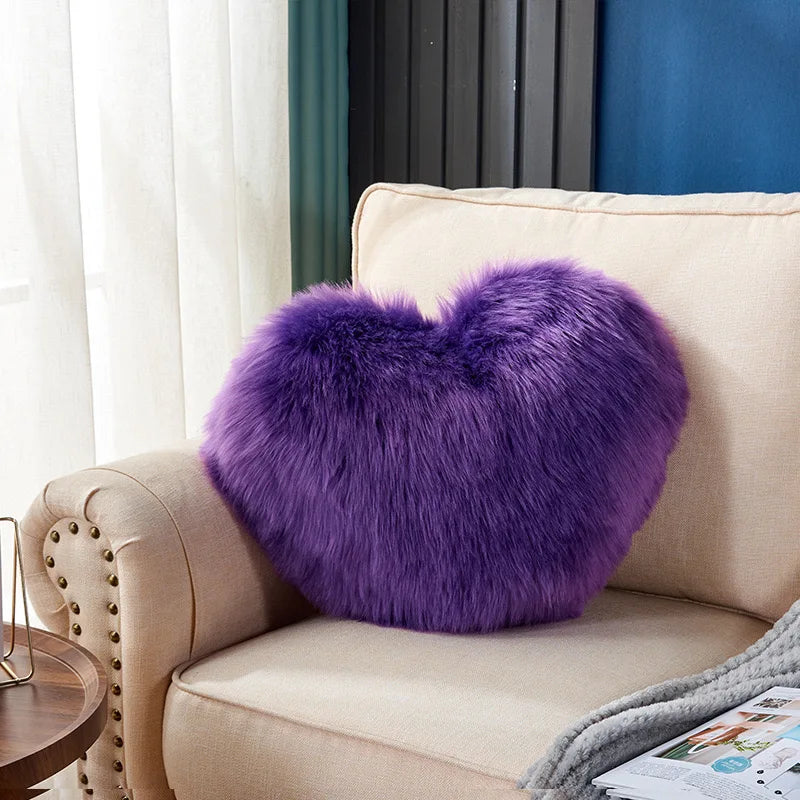 1pc Heart/Square Shaped Throw Pillow Cushion, Long Plush Cushion Pad Pillow Fluffy Soft & Comfortable Pillow For Room