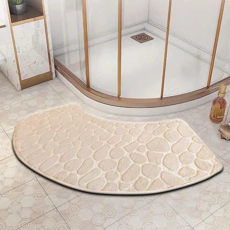 Curved Bathroom Mat — Non-Slip Pebble Texture