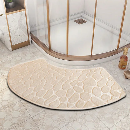 Curved Bathroom Mat — Non-Slip Pebble Texture