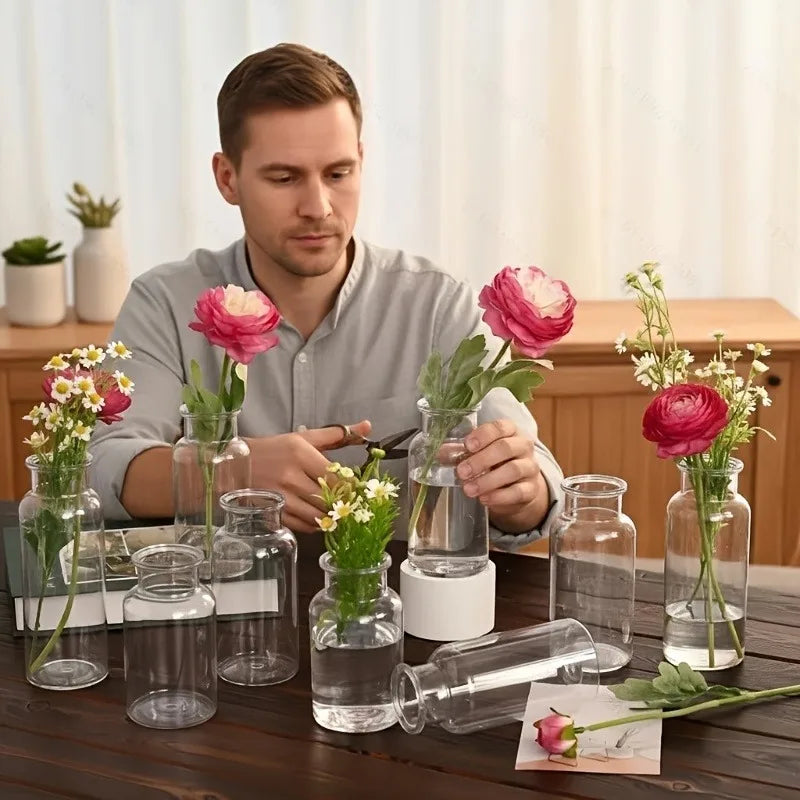 5/10PCS Small-Caliber Round Plastic Vases//High Vases for Table Centerpieces/Decorative Bottles for Spring And Summer Home Decor