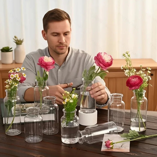 5/10PCS Small-Caliber Round Plastic Vases//High Vases for Table Centerpieces/Decorative Bottles for Spring And Summer Home Decor