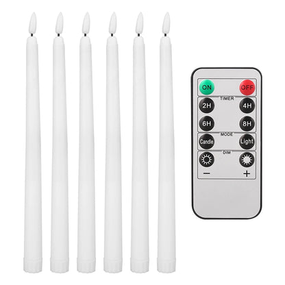 LED Flameless Taper Candles Flickering with 10-Key Remote 11" Battery Operated Ivory Candlesticks Christmas Home Wedding Decor
