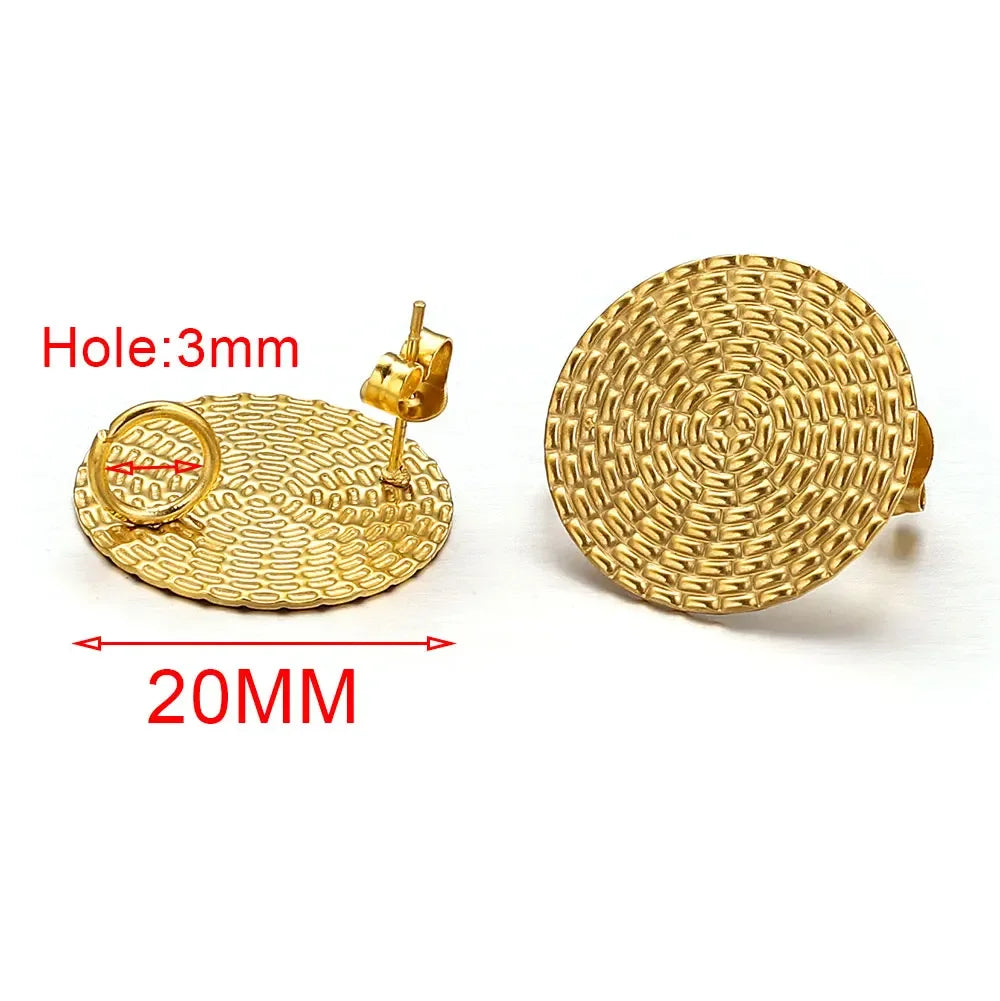 10pcs Lot Stainless Steel Gold Earrings Ripple Flower Hooks Posts Earrings Back for DIY Jewelry Making Supplies Wholesale Bulk