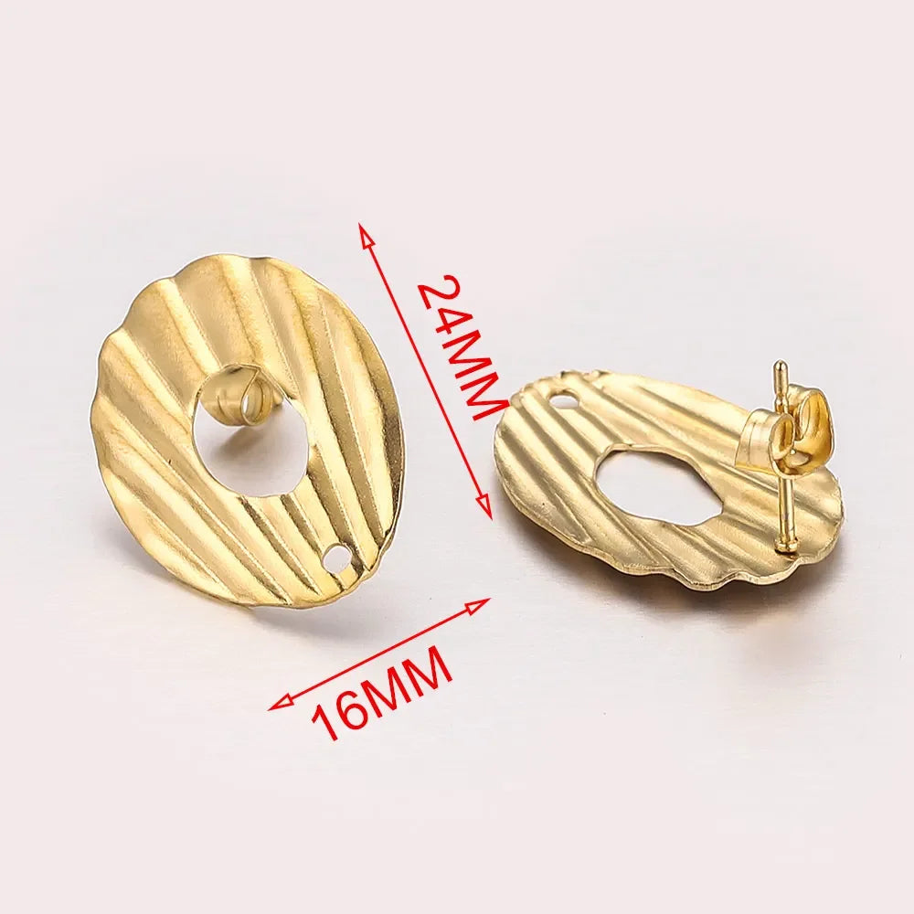 10pcs Lot Stainless Steel Gold Earrings Ripple Flower Hooks Posts Earrings Back for DIY Jewelry Making Supplies Wholesale Bulk