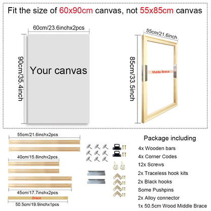 40x60 50x70 60x90 60x120 DIY Wood Frame Kit for Canvas Oil Painting Frame Bars Wood Frame for Diamond Painting Wall Art Frame