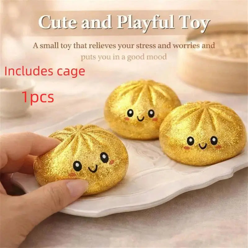 ^1Pcs Glitter Dumpling Squishy With Box Dumplings Sensory Squeeze Toy Simulated Food Decompression Toys For Stress Relief