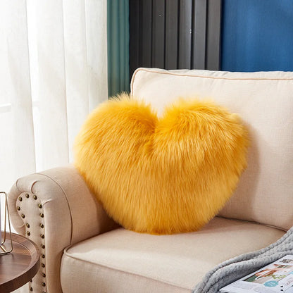 1pc Heart/Square Shaped Throw Pillow Cushion, Long Plush Cushion Pad Pillow Fluffy Soft & Comfortable Pillow For Room