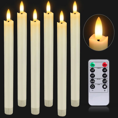 12-120pcs LED Flameless Taper Candle 3D Flickering Candlesticks with Remote Battery Operated Candles for Wedding Halloween Decor