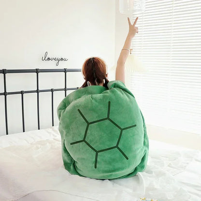 Cozy Turtle Shell Plush Pillow Wearable Tortoise Back Pillow Soft Naps Plush Cushion Children Dress Up Prop Bedroom Decoration
