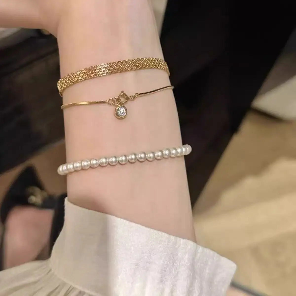 Vintage Woven Strap Bracelet Stainless Steel Watch Strap Bracelets for Women Daily Simple Versatile High-end Jewelry Gifts