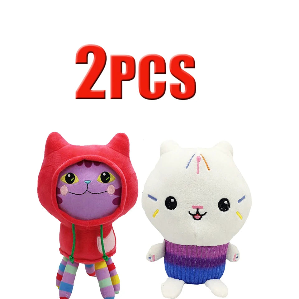 ##8-Piece Gabby Doll House Plush Toy Set 25cm Mermaid Cat Stuffed Animal Cartoon Doll Children's Christmas Gift
