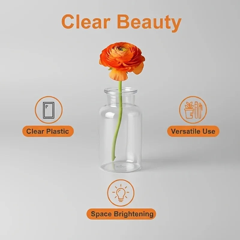 5/10PCS Small-Caliber Round Plastic Vases//High Vases for Table Centerpieces/Decorative Bottles for Spring And Summer Home Decor