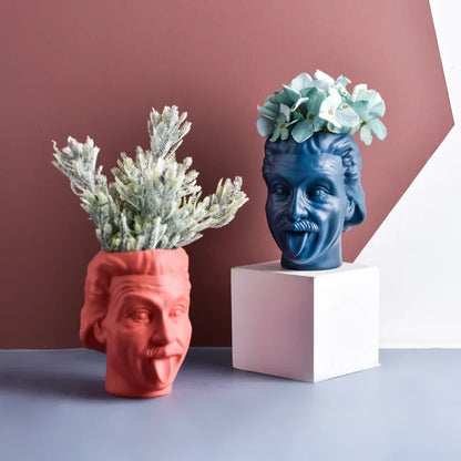 Statue Flower Vase Pot Flowerpot Sculpture Flower Pot Desktop Flower Arrangement Container Flowerpot Head Statue Ornaments Gift