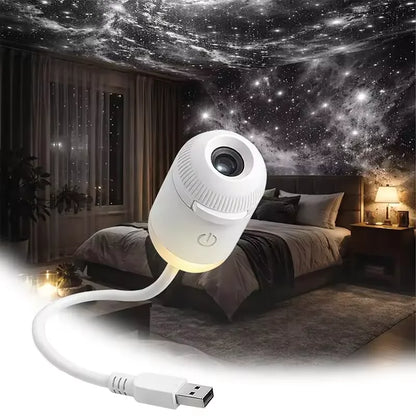 2-in-1 Mini Galaxy Star Projector Night Light USB 360° Rotatable LED Starry Sky Ambient Lamp Sleep Lighting for Bedroom Decor