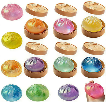 Giant Simulation Steamed Stuffed Bun Glitter Dumpling Squishy With Box Dumplings Sensory Squeeze Toy Kids Gift For Stress Relief