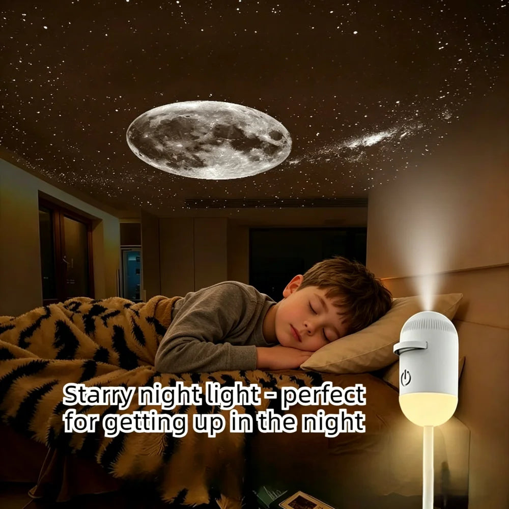 2-in-1 Mini Galaxy Star Projector Night Light – Starry Sky Ambient Lamp for Bedroom Sleep & Decoration