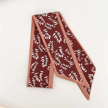 Fashion Luxury Floral Silk Scarf Flower Pattern Retro Hair Band Long Versatile Silk Scarves