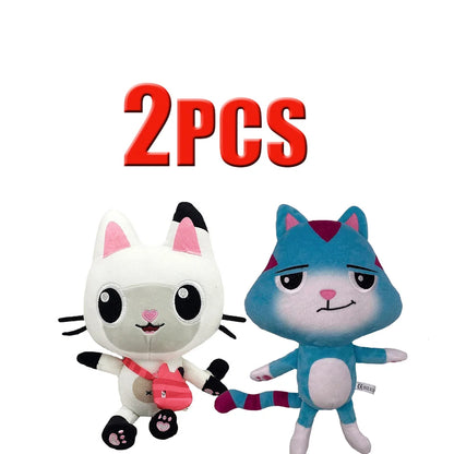 ##8-Piece Gabby Doll House Plush Toy Set 25cm Mermaid Cat Stuffed Animal Cartoon Doll Children's Christmas Gift