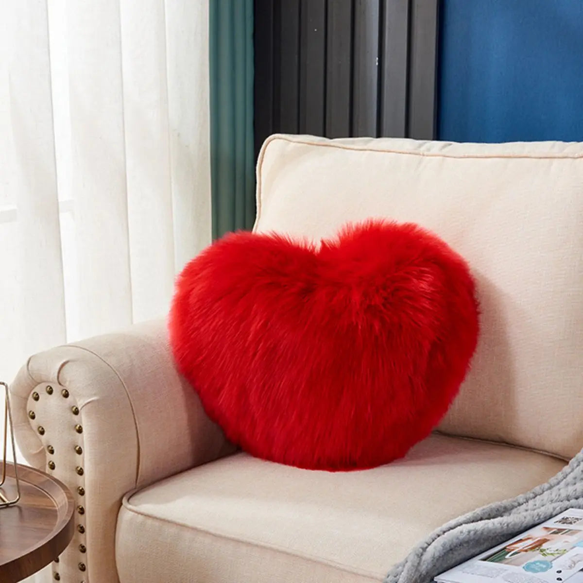 1pc Heart/Square Shaped Throw Pillow Cushion, Long Plush Cushion Pad Pillow Fluffy Soft & Comfortable Pillow For Room