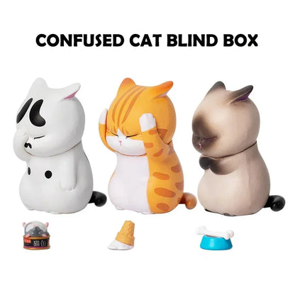 Thinking Cat Blind Box Cute Angry Orange Cat Mini Figures Kawaii Desk Decor Car Ornament Mystery Box Gift for Girls Birthday ﻿