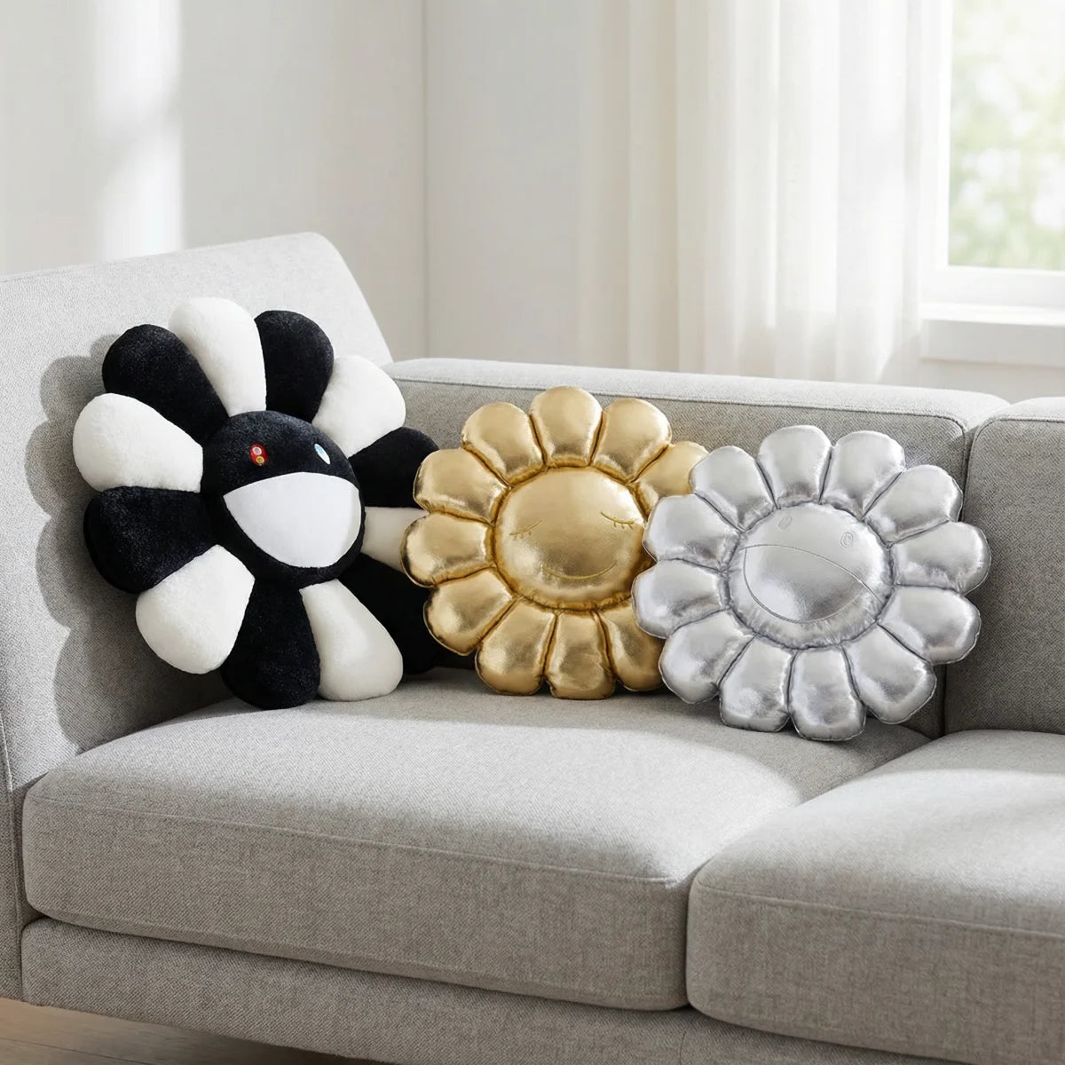 Cute Flower Plush Cushion Aesthetic Rainbow Floral Stuffed Pillow Sofa Decorative Pillow Office Back Stuffed Cushion Decor Gift