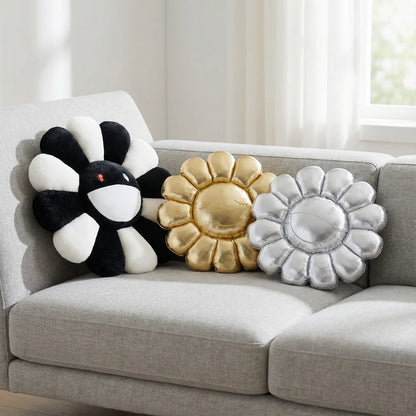 Cute Flower Plush Cushion Aesthetic Rainbow Floral Stuffed Pillow Sofa Decorative Pillow Office Back Stuffed Cushion Decor Gift