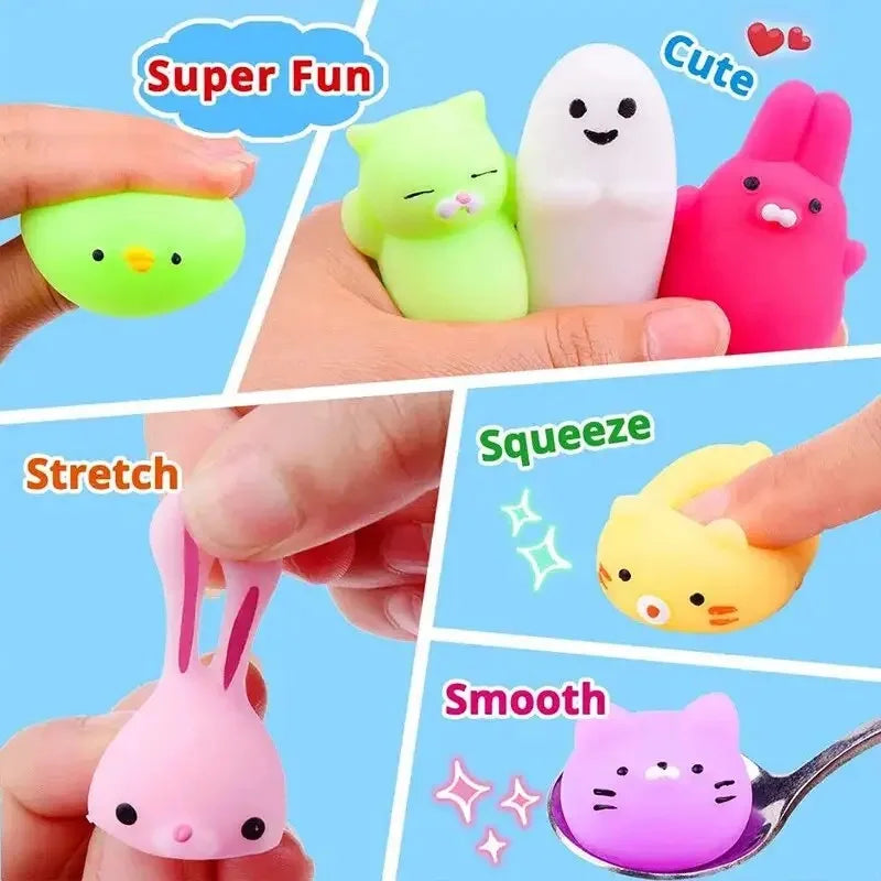 20 Pcs Random Mini Cute  Animals Vent and Relieve Stress with Toys and Small Gifts Soft Rubber Animal Pinching