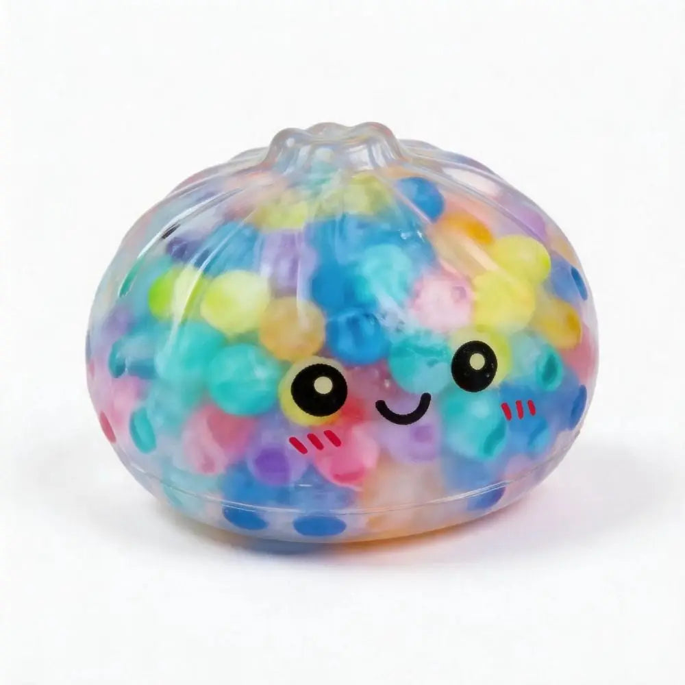 Rainbow Bead Dumpling Squishy Realistic Bun Colorful Squishy Dumpling with Steamer Pinch Sensory Fidget Ball Children Gifts