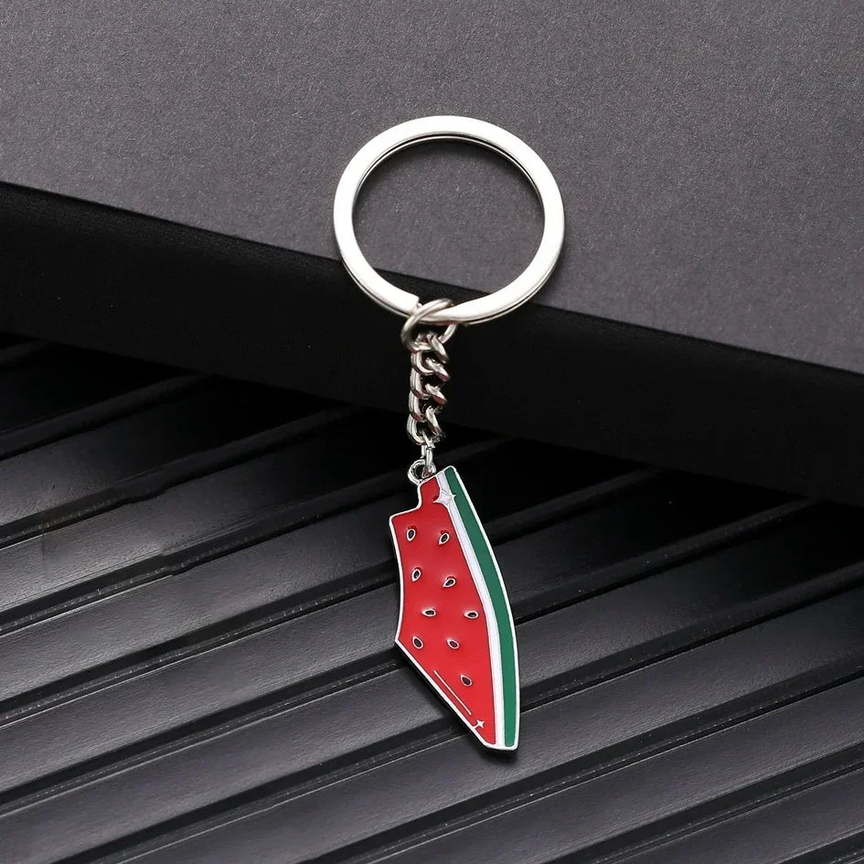Simulation Watermelon Keychain Cute Summer Fruit Watermelon Pendant Keyring Car Backpack Key Holder Geometric Personalized Gift