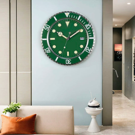 1pc 13 inch luxury creative metal wall clock, living room and study decoration wall clock, fluorescent clock dial, battery free