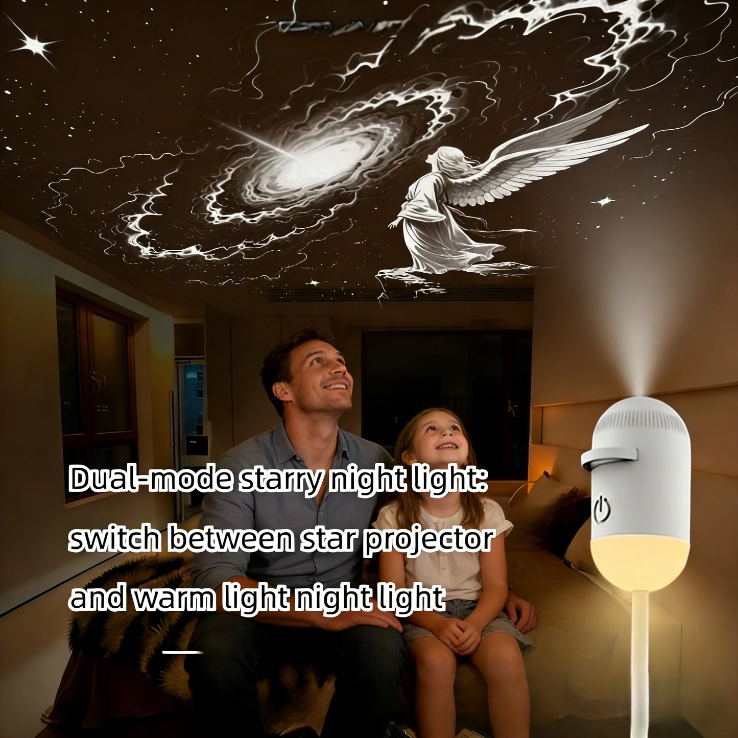 2-in-1 Mini Galaxy Star Projector Night Light – Starry Sky Ambient Lamp for Bedroom Sleep & Decoration